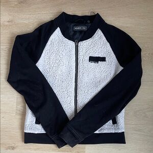 Members Only Women's Black and White Teddy Jacket Sherpa